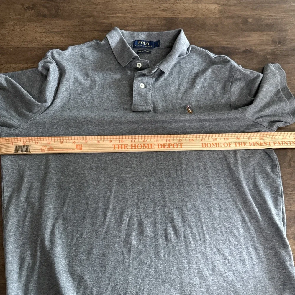 POLO RALPH LAUREN Mens Pima Soft Touch Polo Shirt Size Large Gray Short Sleeve